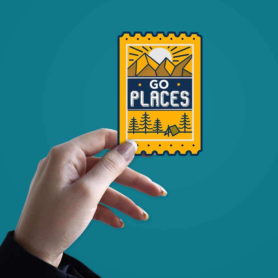 Go places Sticker waterproof vinyl decal for laptop, bike, car & bottle