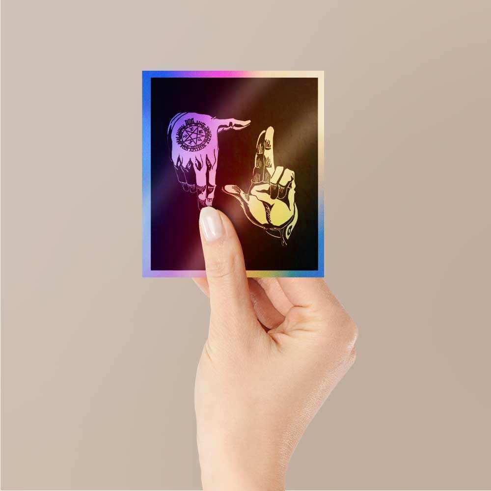 Hand Sign Full metal Holographic Stickers waterproof vinyl decal for laptop, bike, car & bottle