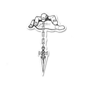 Hand with knife Sticker waterproof vinyl decal for laptop, bike, car & bottle