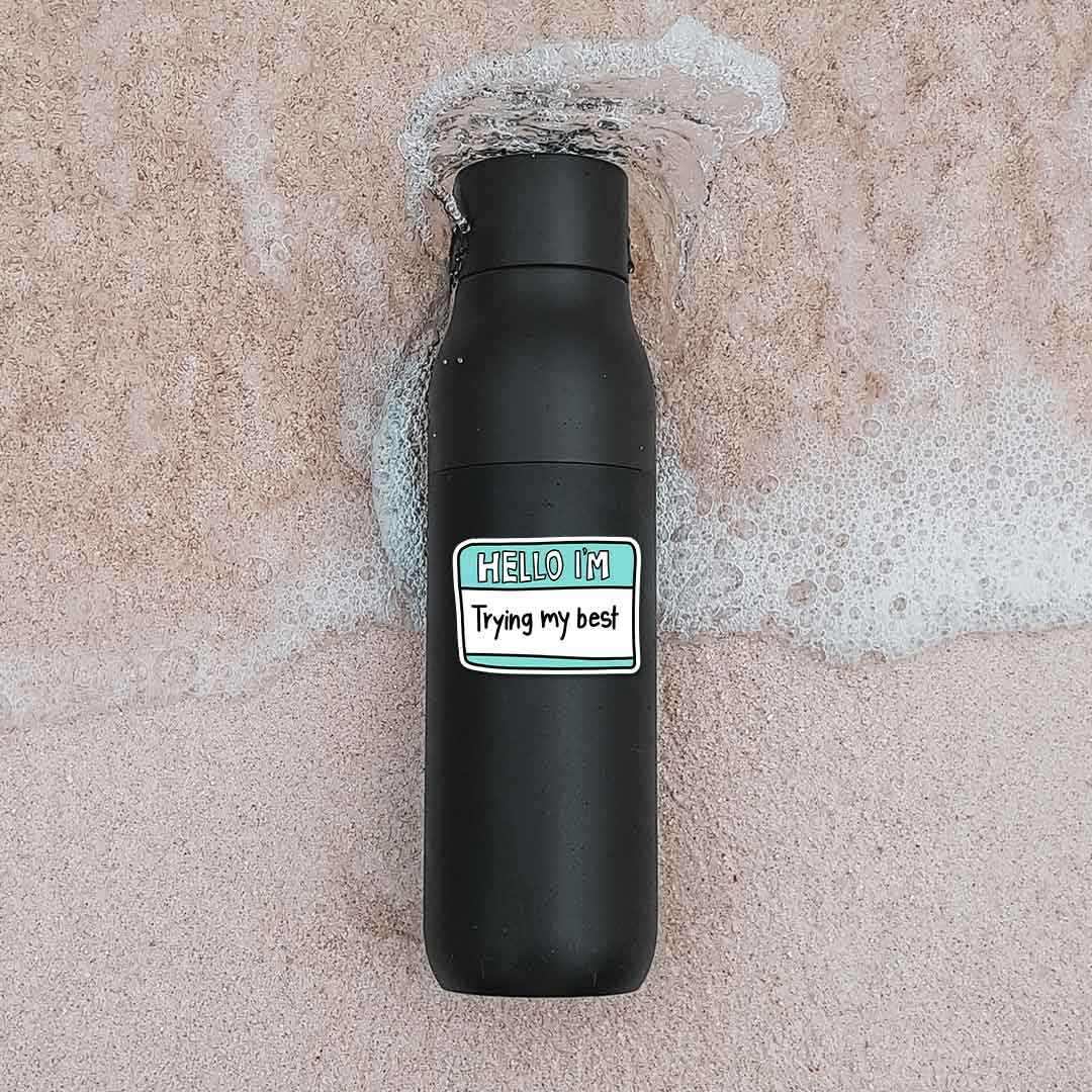 Hello i'm trying my best Sticker waterproof vinyl decal for laptop, bike, car & bottle