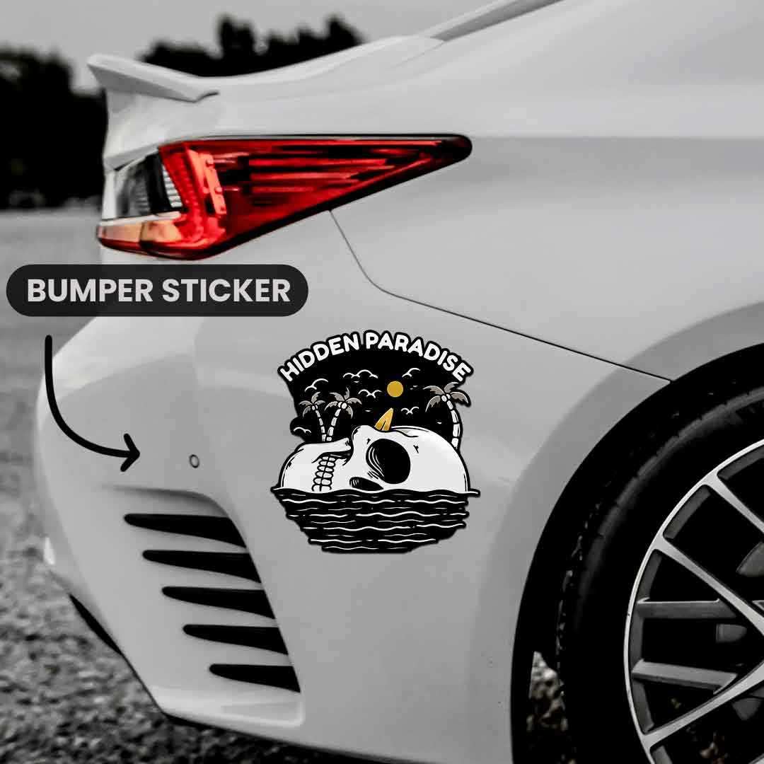 Hidden Paradise Bumper Sticker waterproof vinyl decal for laptop, bike, car & bottle