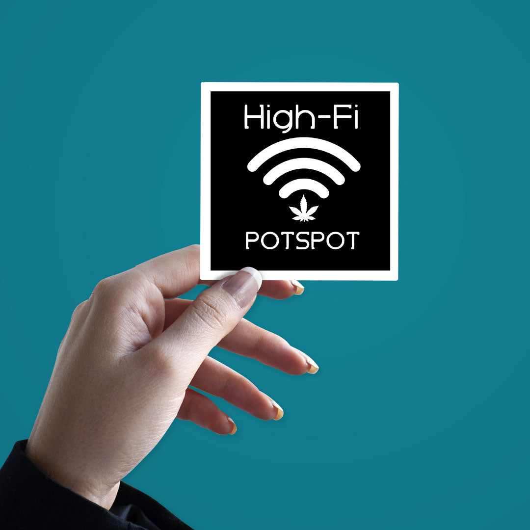 High - Fi Sticker waterproof vinyl decal for laptop, bike, car & bottle