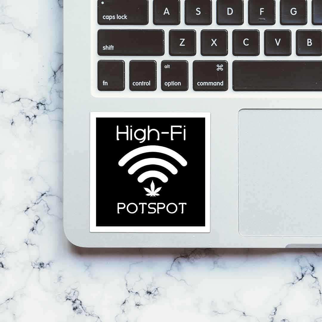 High - Fi Sticker waterproof vinyl decal for laptop, bike, car & bottle