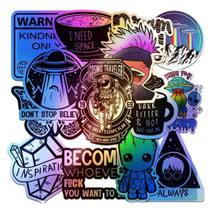 Holographic Sticker Pack [15 Stickers] waterproof vinyl decal for laptop, bike, car & bottle