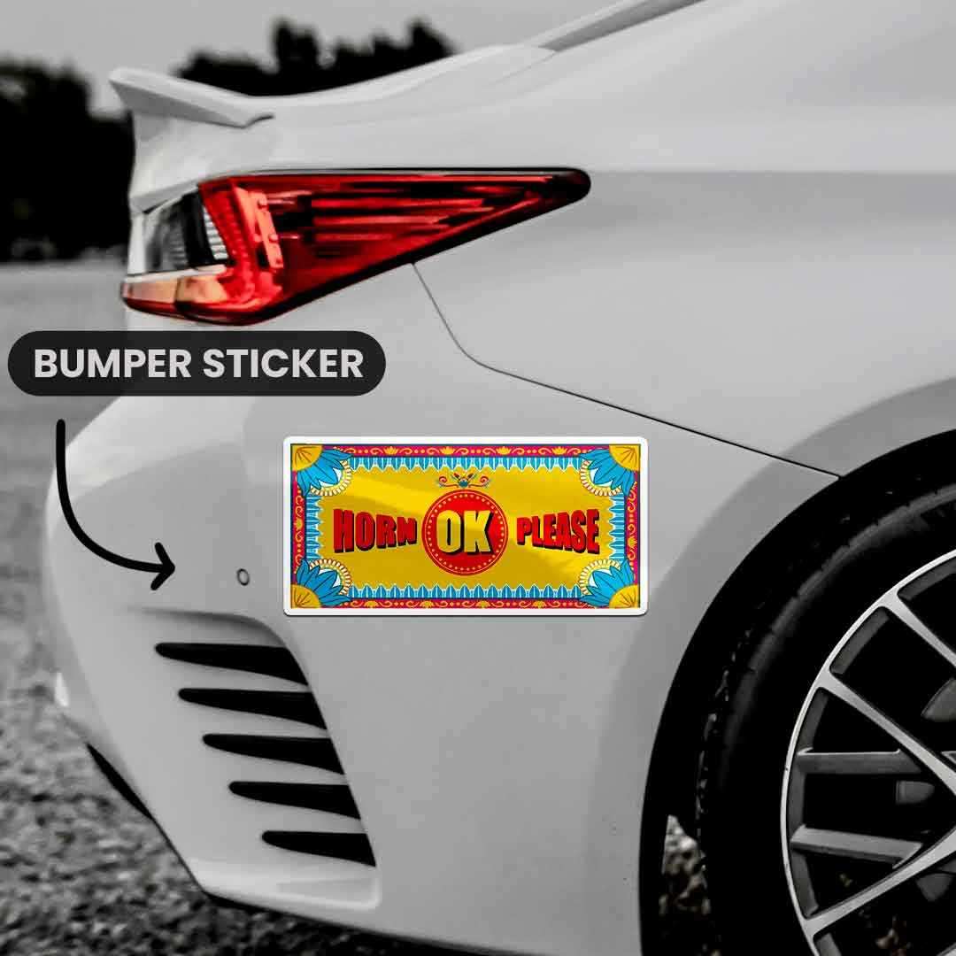HORN OK PLEASE Bumper Sticker waterproof vinyl decal for laptop, bike, car & bottle