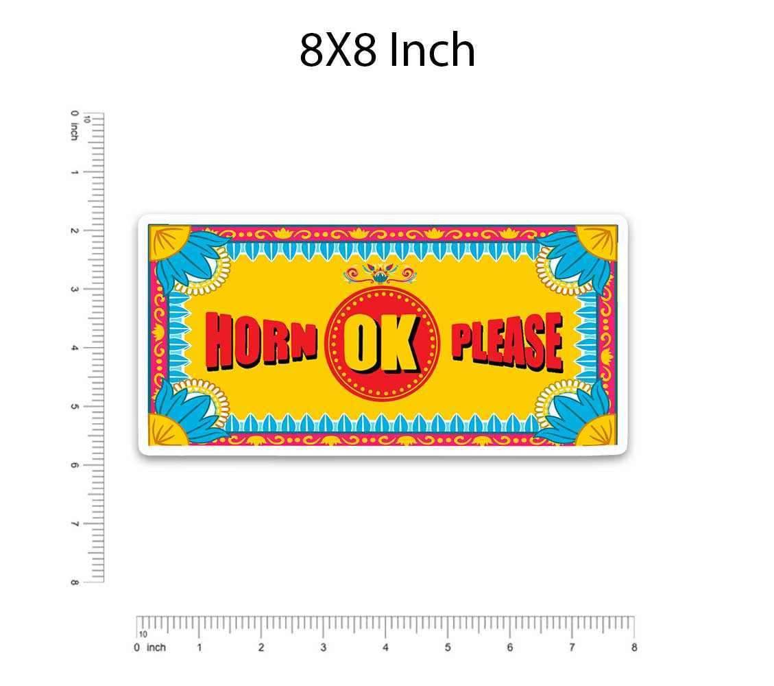 HORN OK PLEASE Bumper Sticker waterproof vinyl decal for laptop, bike, car & bottle