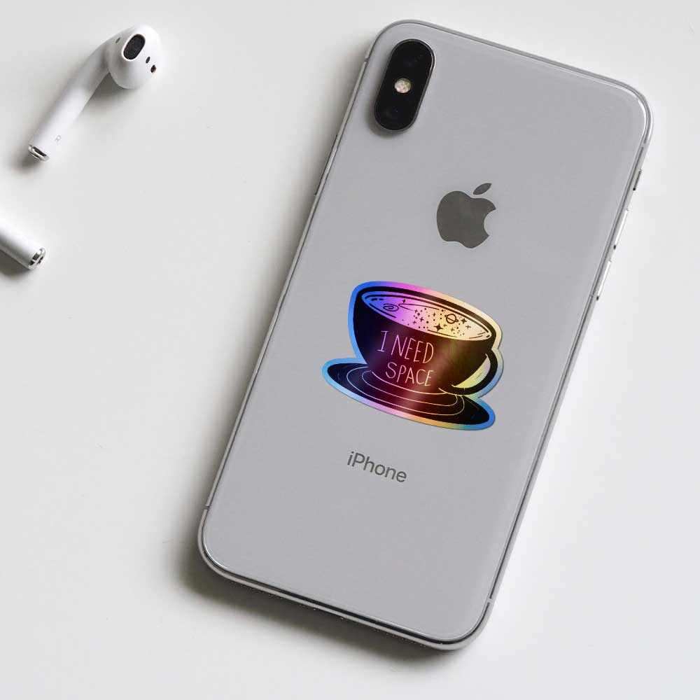 I need space Holographic Stickers waterproof vinyl decal for laptop, bike, car & bottle