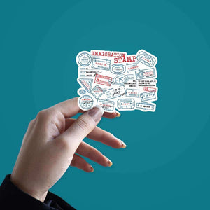 Immigration Stamp sticker waterproof vinyl decal for laptop, bike, car & bottle