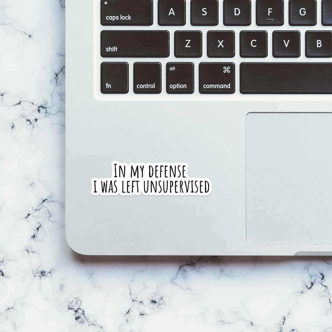 In my defense Sticker waterproof vinyl decal for laptop, bike, car & bottle