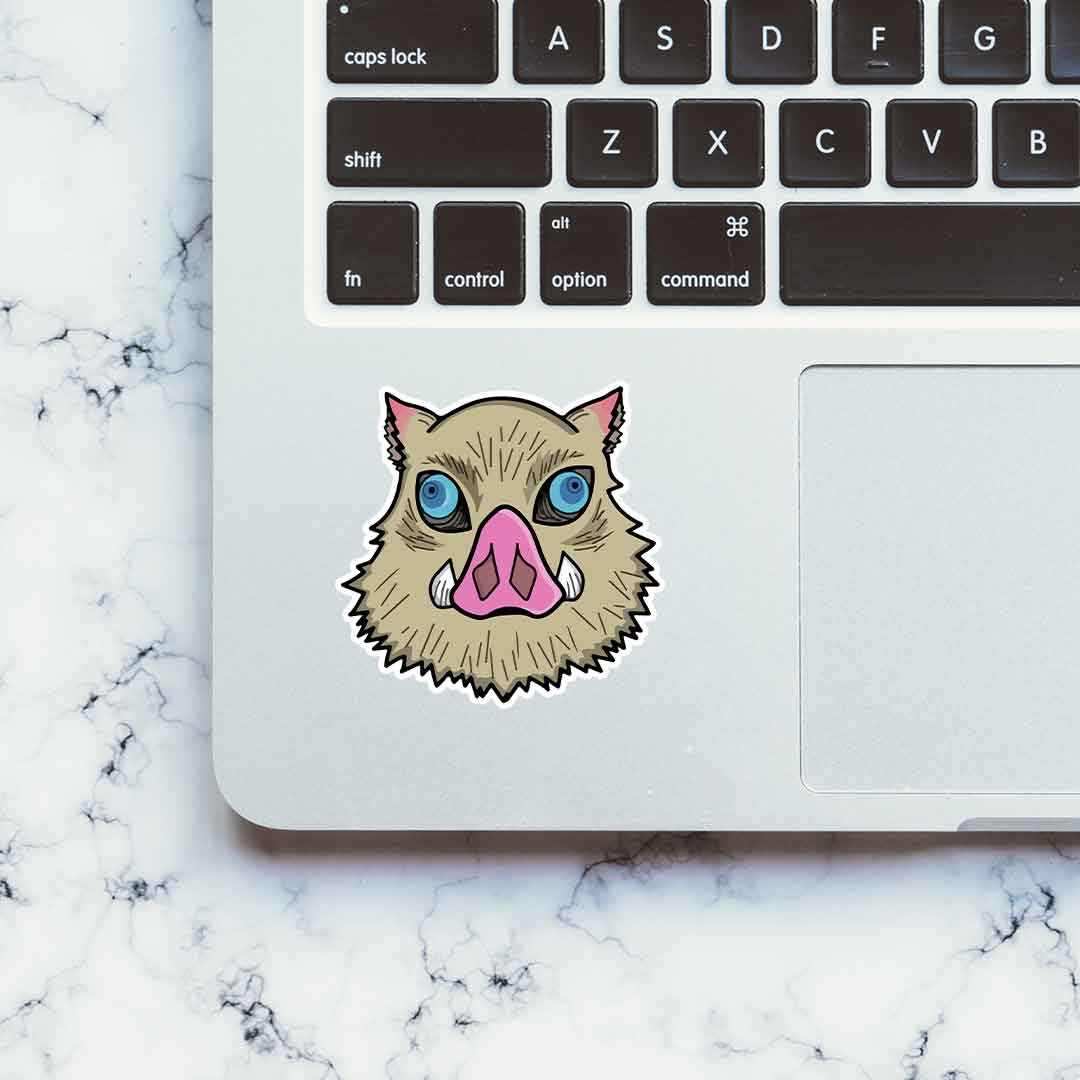 Inosuke Boar Hat Sticker waterproof vinyl decal for laptop, bike, car & bottle