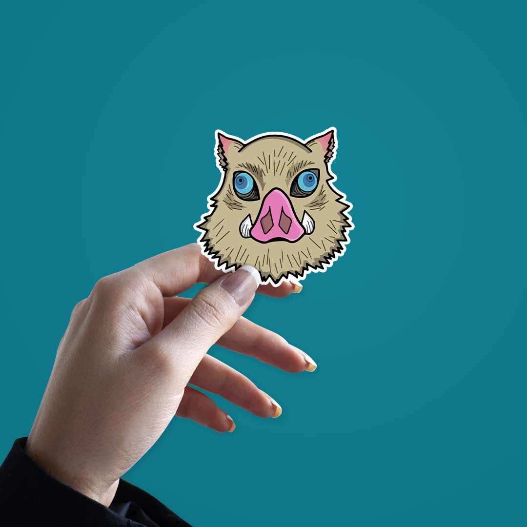 Inosuke Boar Hat Sticker waterproof vinyl decal for laptop, bike, car & bottle