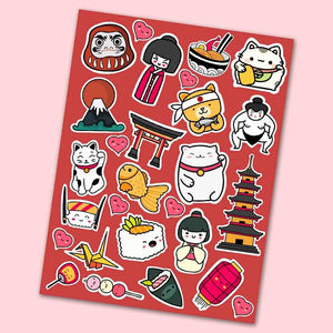 Japanese Culture Mini Stickers Sheet waterproof vinyl decal for laptop, bike, car & bottle