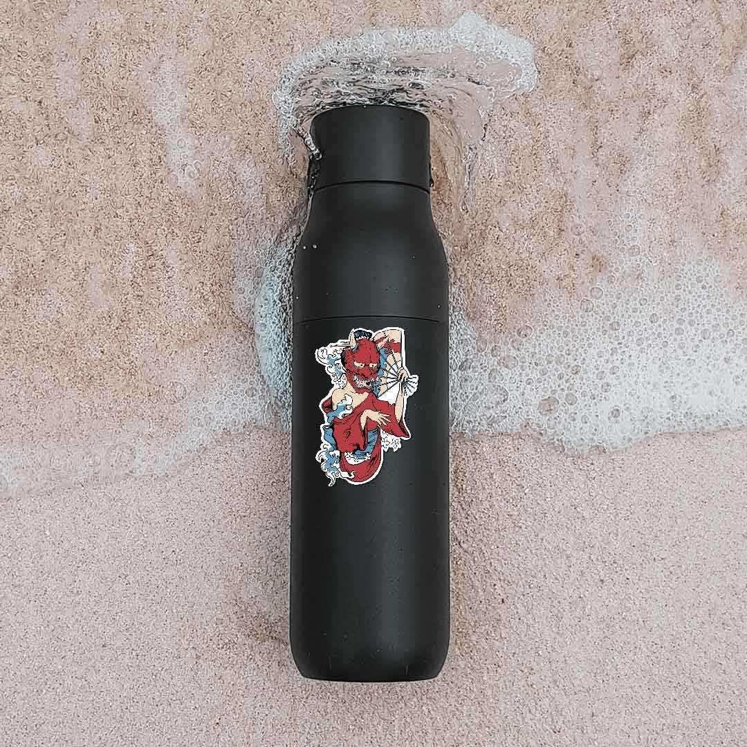 Japanese Women With Mask Sticker waterproof vinyl decal for laptop, bike, car & bottle