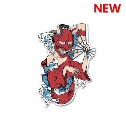 Japanese Women With Mask Sticker waterproof vinyl decal for laptop, bike, car & bottle