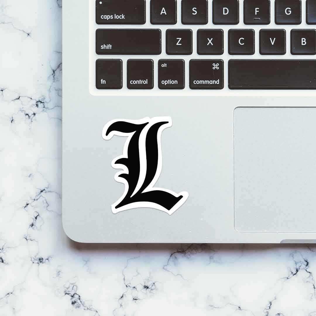 L logo Sticker waterproof vinyl decal for laptop, bike, car & bottle
