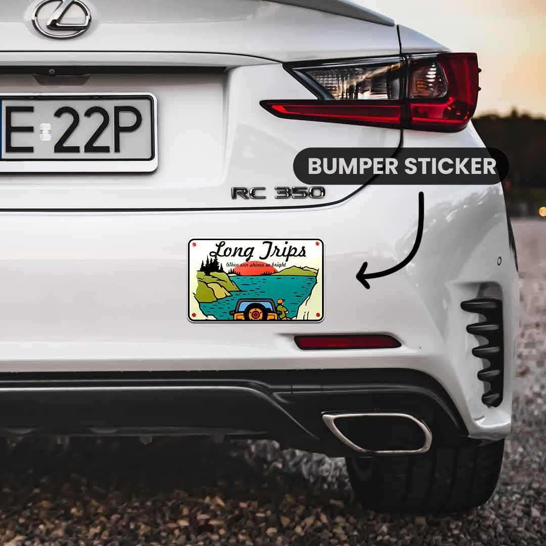Long trips Bumper Sticker waterproof vinyl decal for laptop, bike, car & bottle