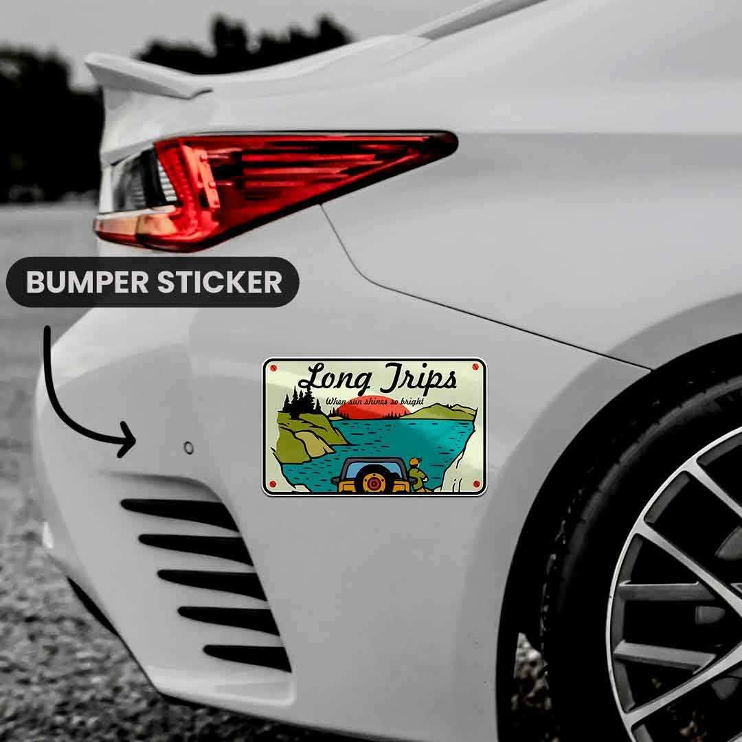 Long trips Bumper Sticker waterproof vinyl decal for laptop, bike, car & bottle