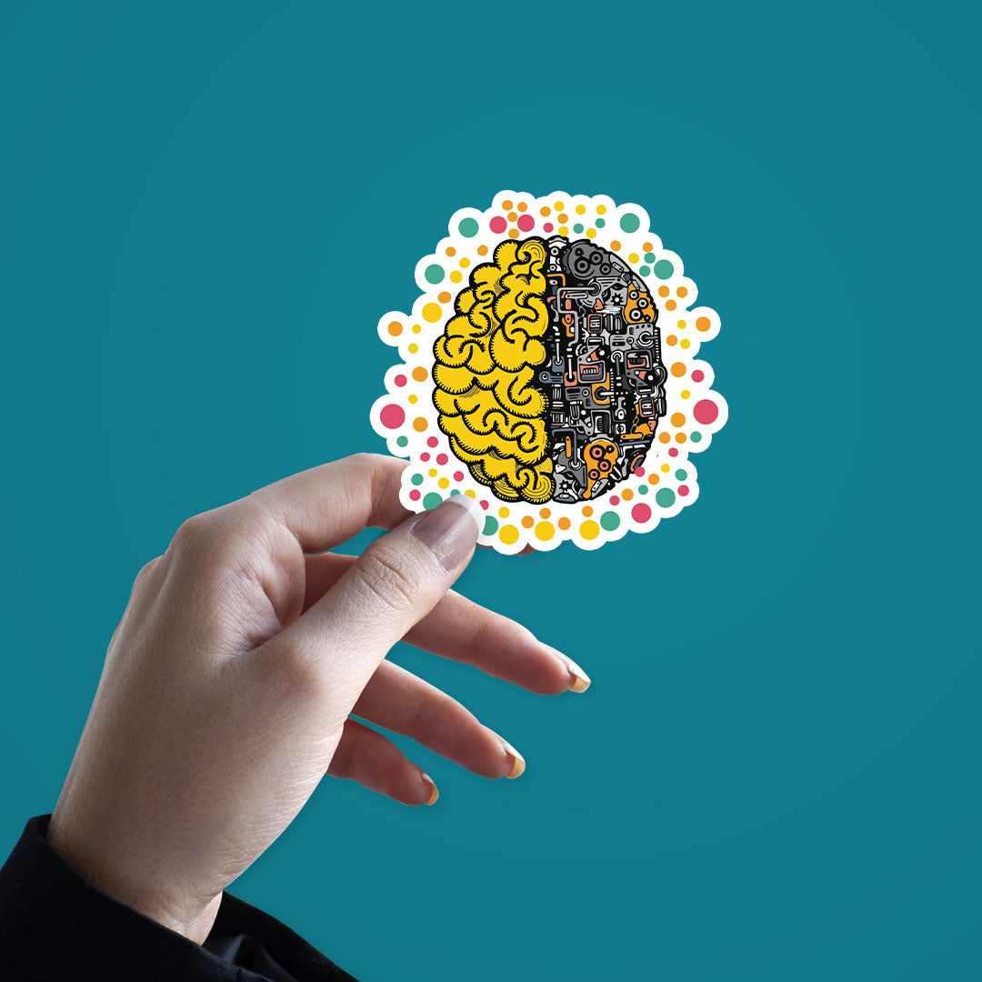 Mechanical Brain Sticker waterproof vinyl decal for laptop, bike, car & bottle