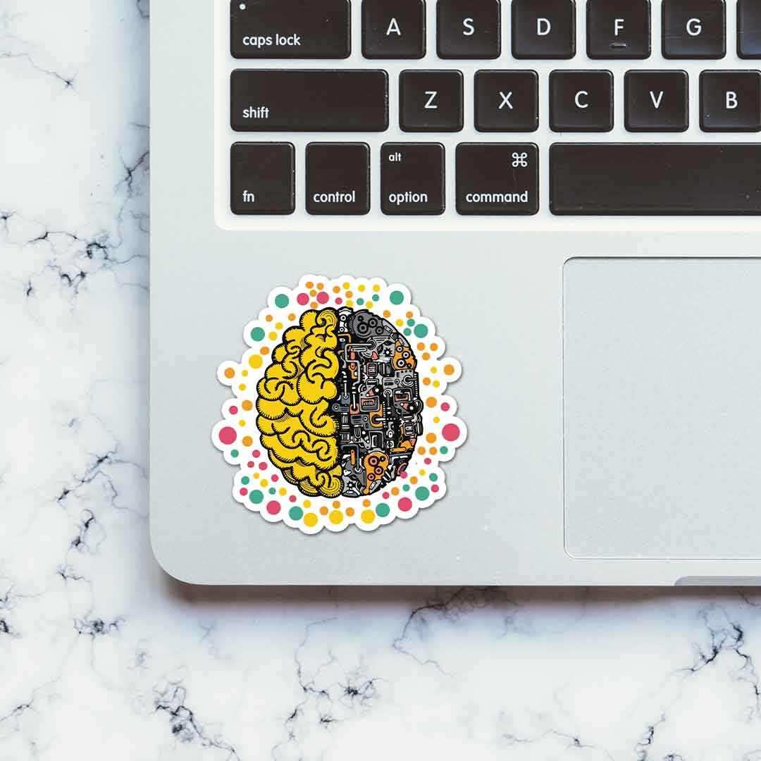 Mechanical Brain Sticker waterproof vinyl decal for laptop, bike, car & bottle