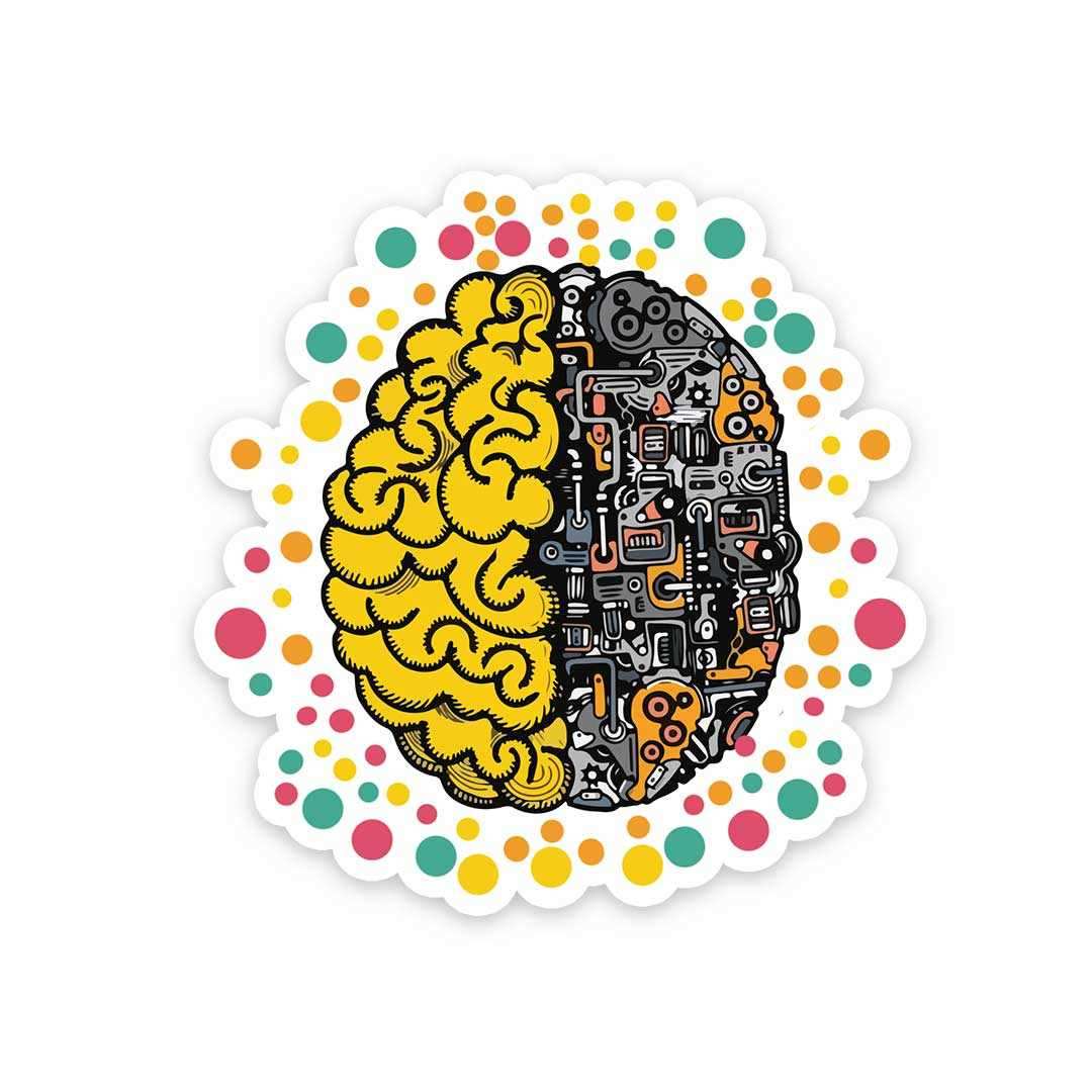 Mechanical Brain Sticker waterproof vinyl decal for laptop, bike, car & bottle