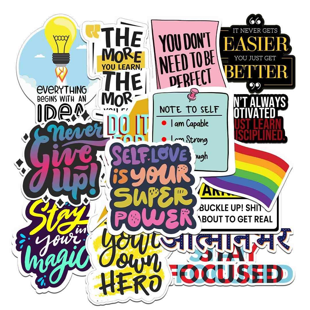 Motivational Sticker Pack [15 Sticker] waterproof vinyl decal for laptop, bike, car & bottle