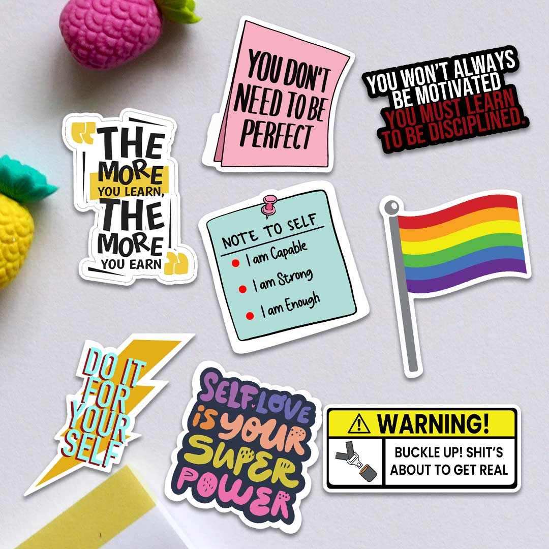 Motivational Sticker Pack [15 Sticker] waterproof vinyl decal for laptop, bike, car & bottle