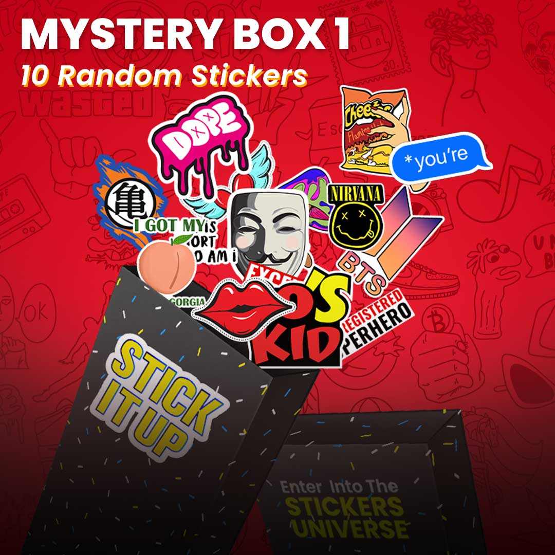 Mystery Box 1 [10 Random Stickers] waterproof vinyl decal for laptop, bike, car & bottle