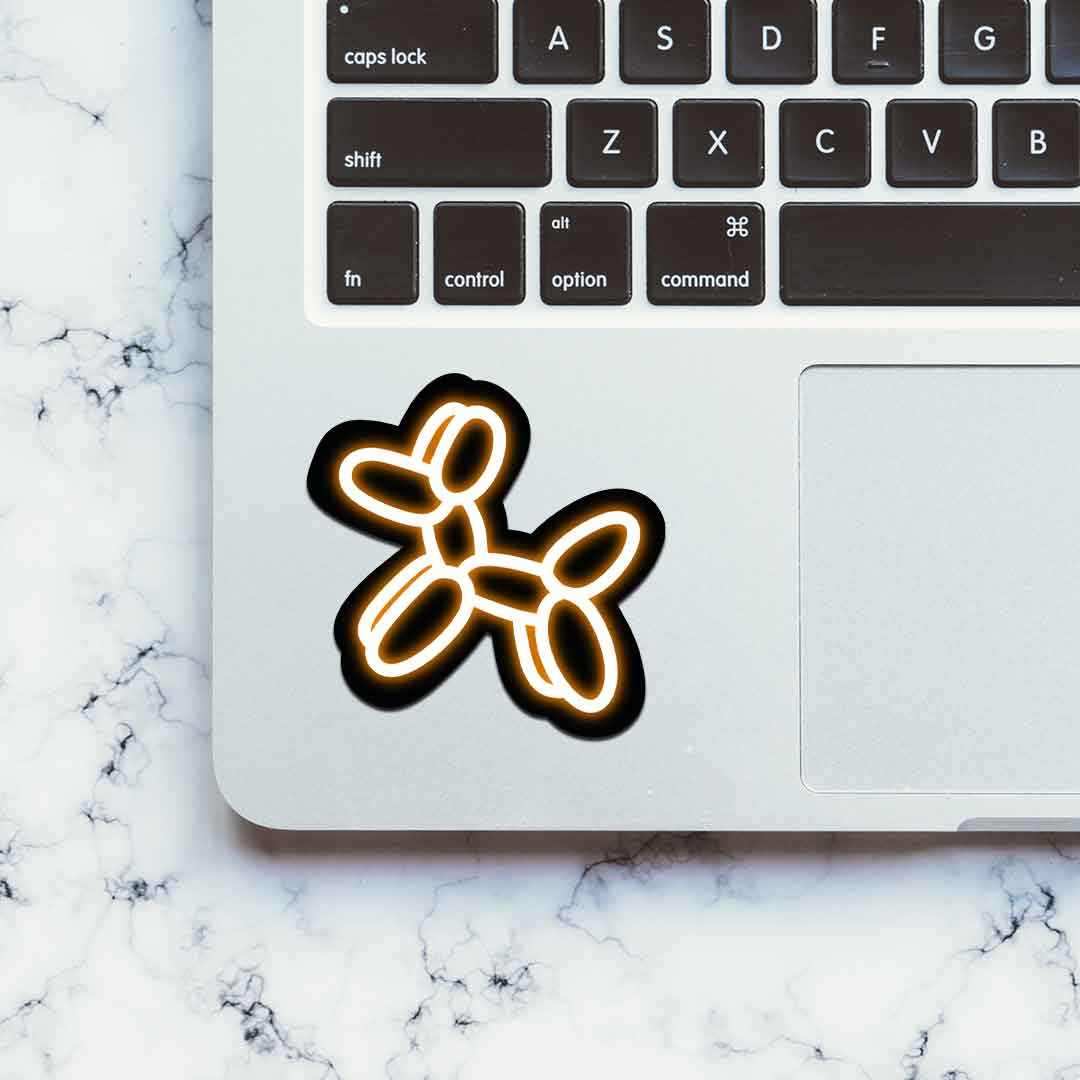 Neon Balloon dog Sticker waterproof vinyl decal for laptop, bike, car & bottle