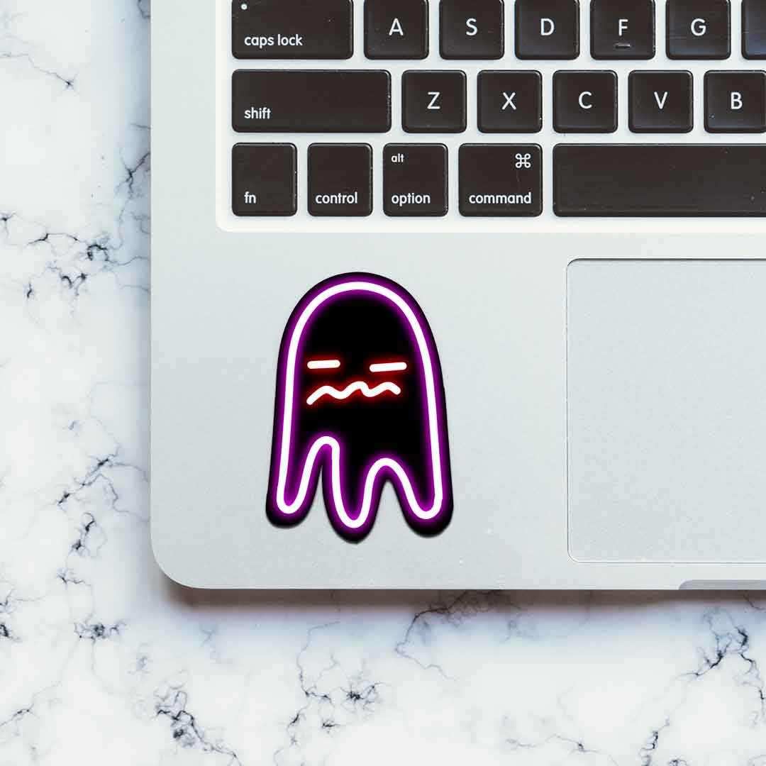 Neon Bored ghost Sticker waterproof vinyl decal for laptop, bike, car & bottle