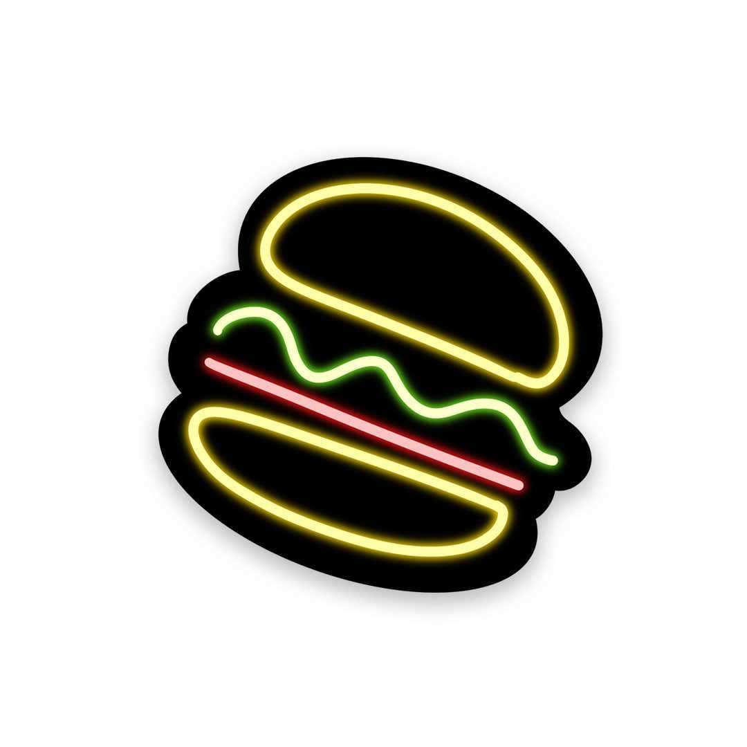 Neon Burger Sticker - Stickers | STICK IT UP