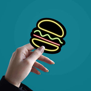 Neon Burger Sticker waterproof vinyl decal for laptop, bike, car & bottle