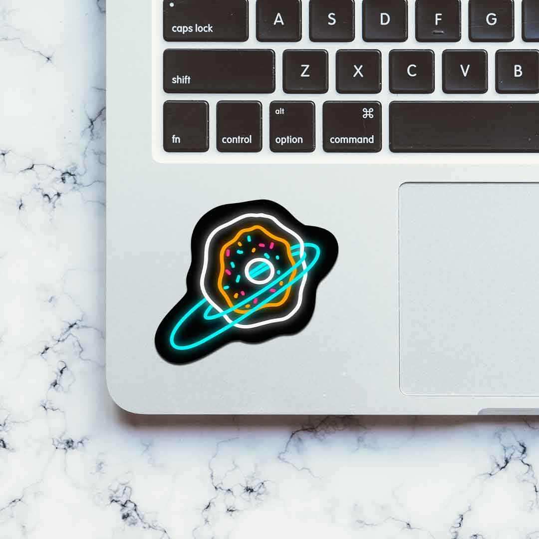 Neon Donut universe Sticker waterproof vinyl decal for laptop, bike, car & bottle