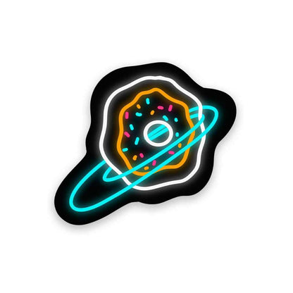 Neon Donut universe Sticker waterproof vinyl decal for laptop, bike, car & bottle