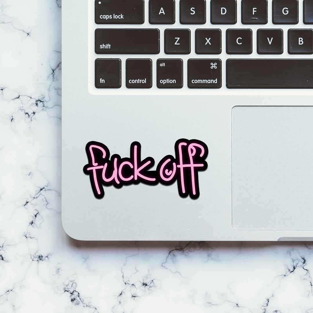 Neon F*ck off Sticker waterproof vinyl decal for laptop, bike, car & bottle