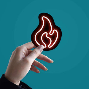 Neon Fire Sticker waterproof vinyl decal for laptop, bike, car & bottle