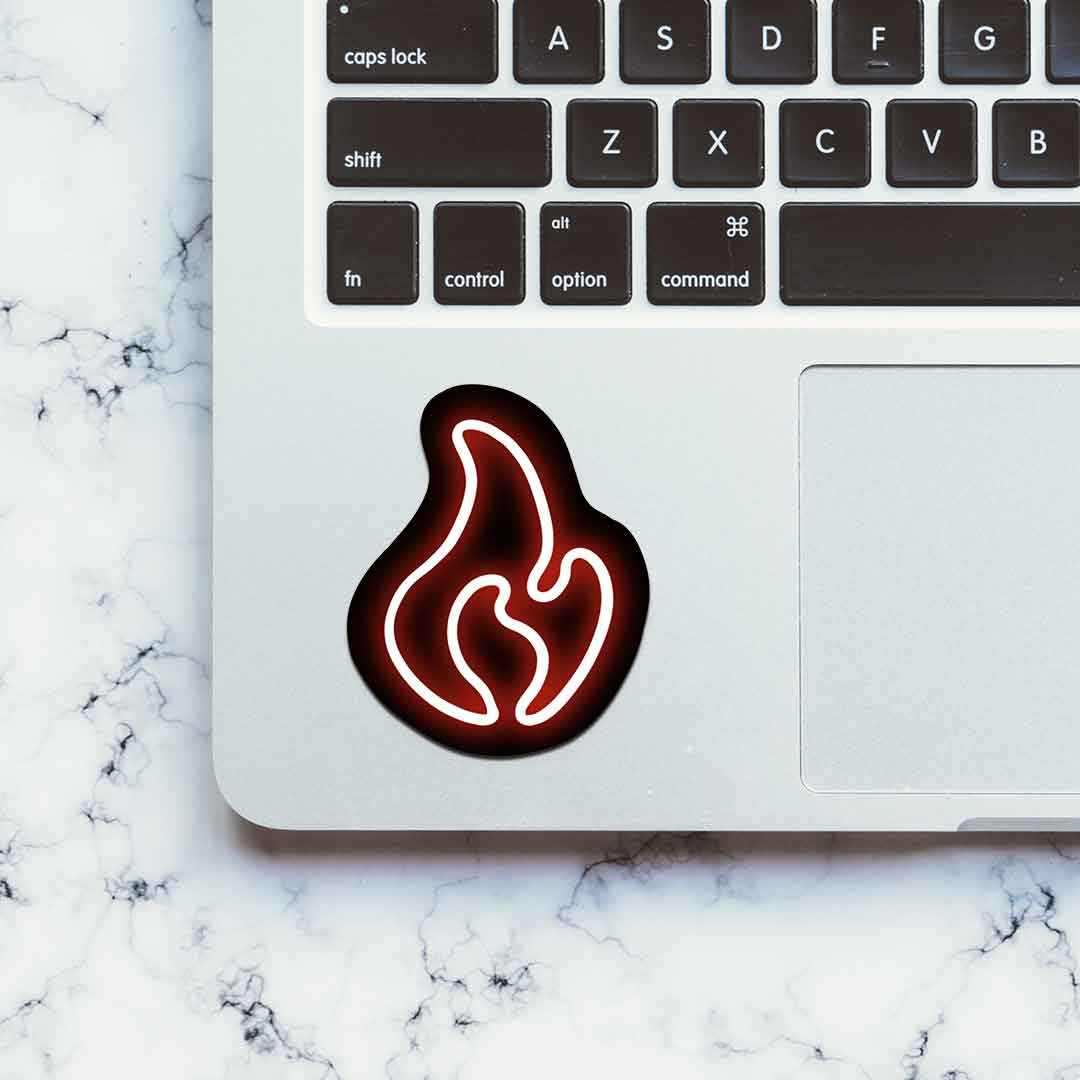 Neon Fire Sticker waterproof vinyl decal for laptop, bike, car & bottle