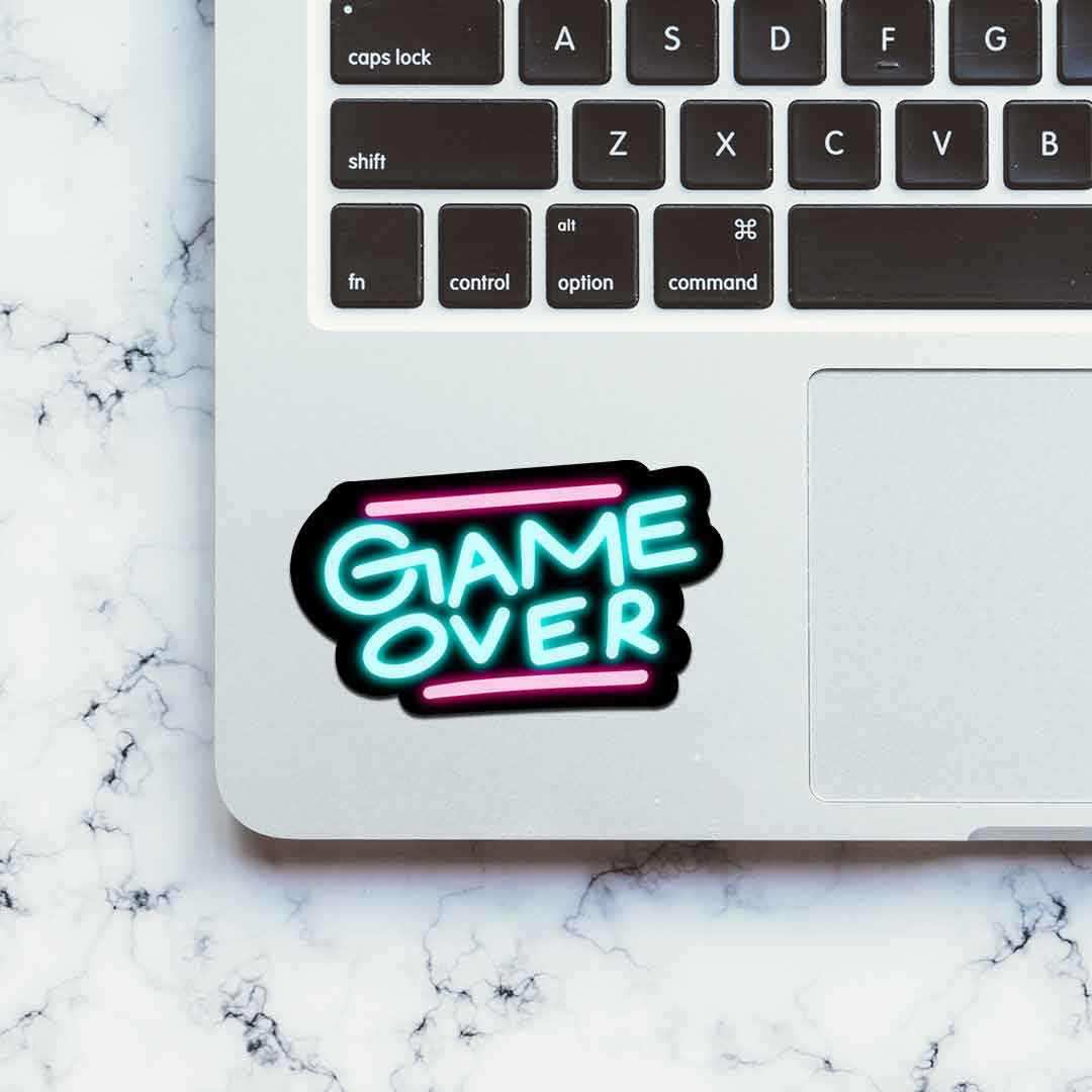 Neon Game over Sticker waterproof vinyl decal for laptop, bike, car & bottle