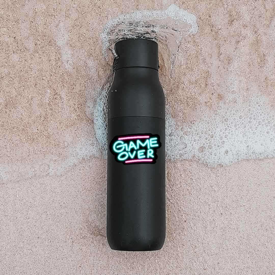 Neon Game over Sticker waterproof vinyl decal for laptop, bike, car & bottle