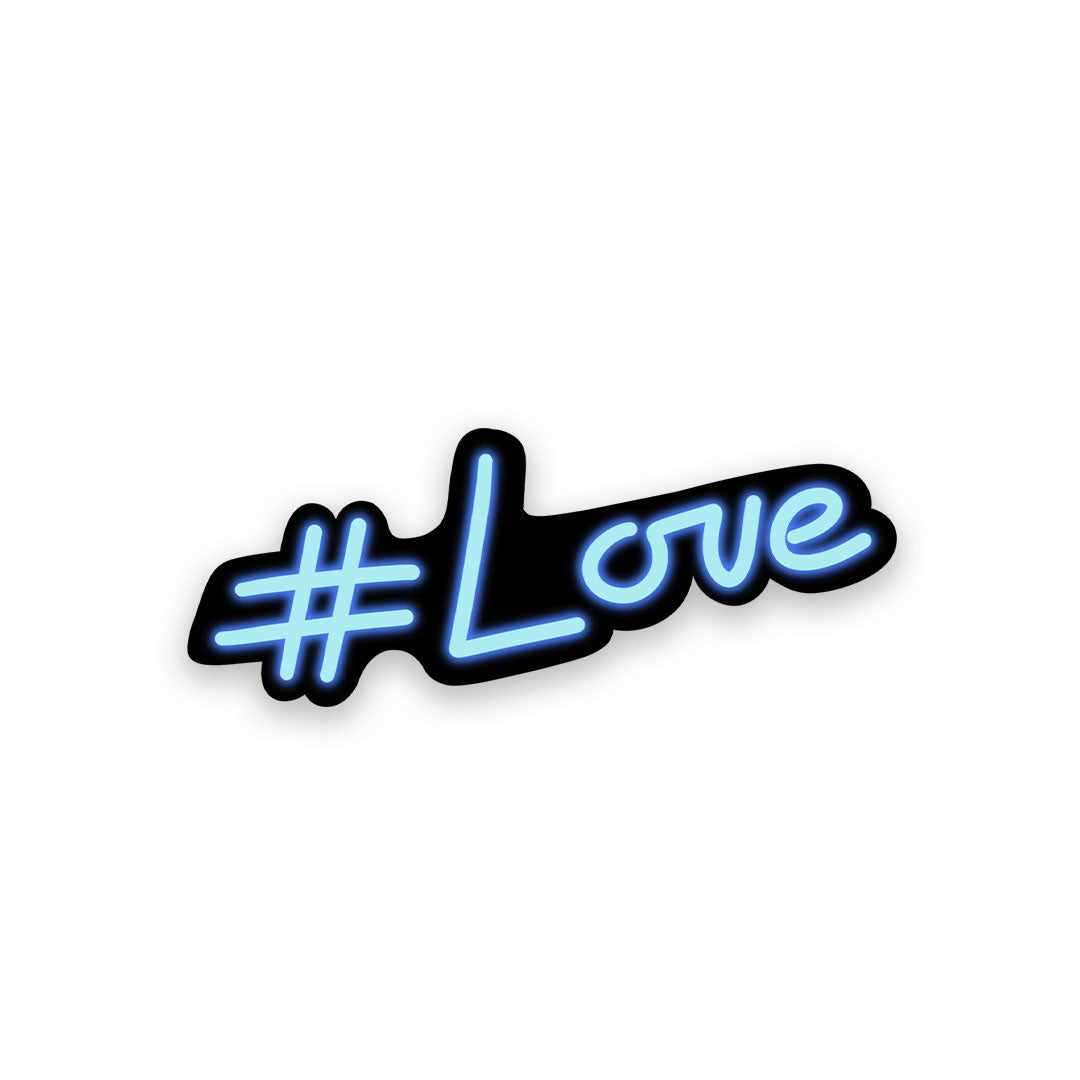 Neon Hashtag love Sticker - Stickers | STICK IT UP