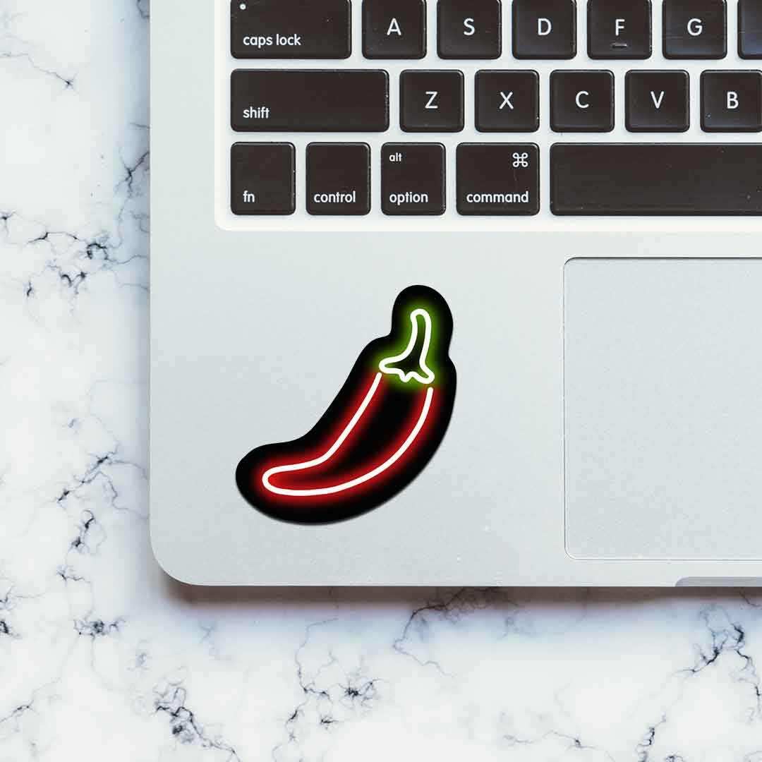 Neon Mirchi Sticker waterproof vinyl decal for laptop, bike, car & bottle