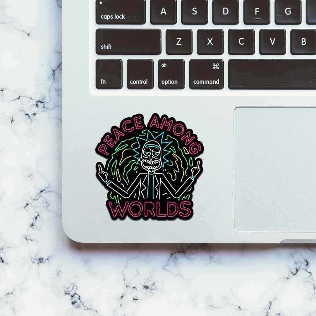 Neon Peace among the world Sticker waterproof vinyl decal for laptop, bike, car & bottle