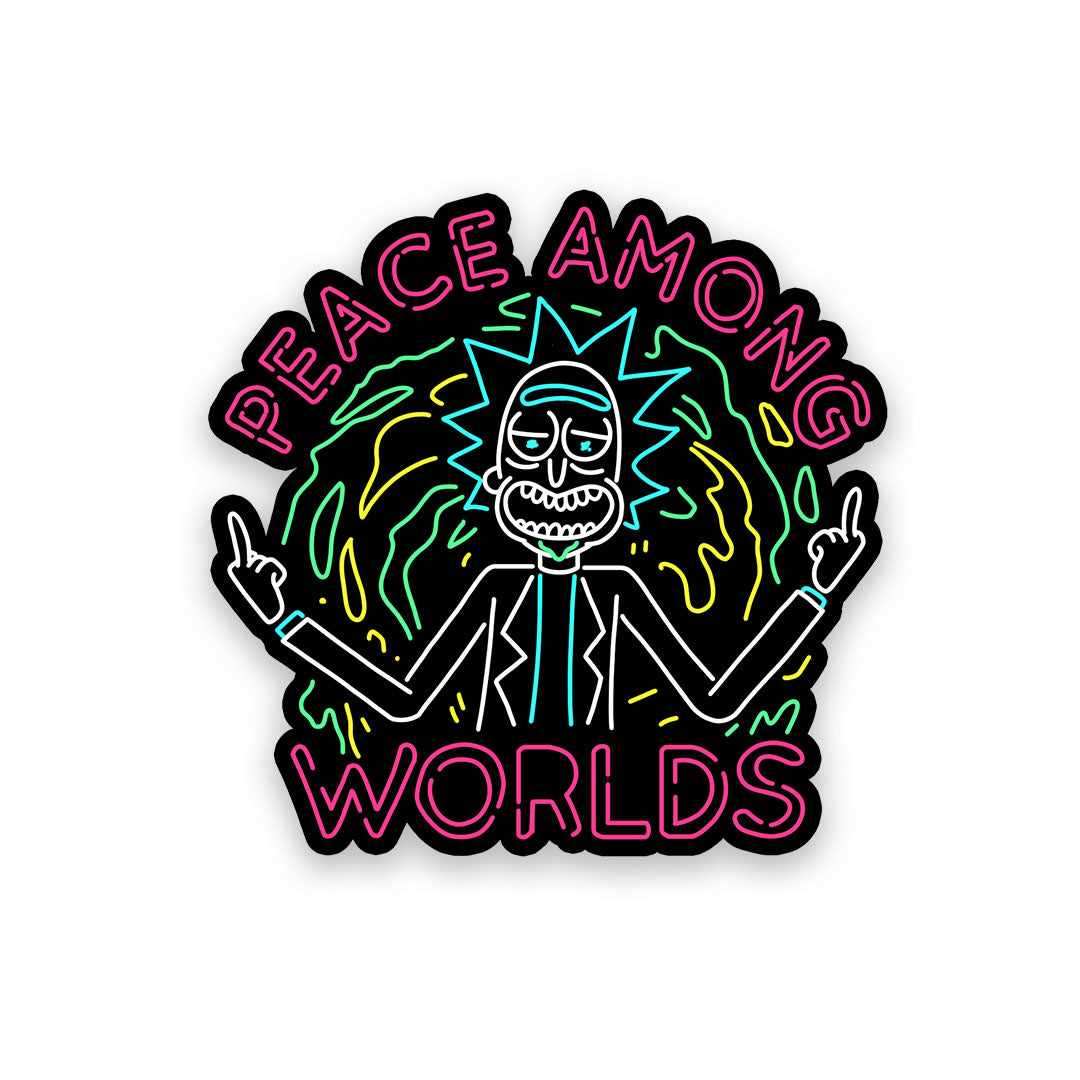 Neon Peace among the world Sticker - Stickers | STICK IT UP