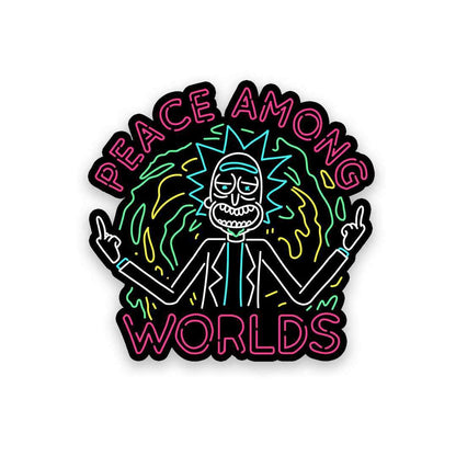 Neon Peace among the world Sticker waterproof vinyl decal for laptop, bike, car & bottle