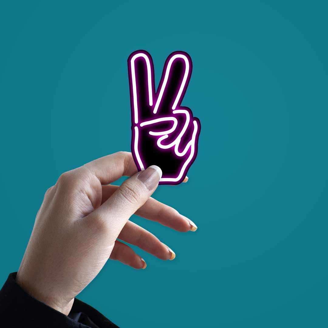 Neon Peace Sticker waterproof vinyl decal for laptop, bike, car & bottle