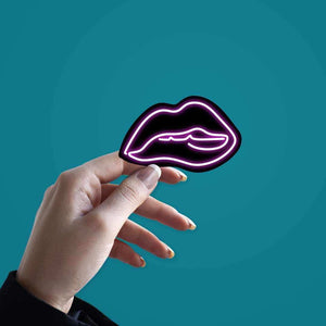 Neon Pink kiss Sticker waterproof vinyl decal for laptop, bike, car & bottle