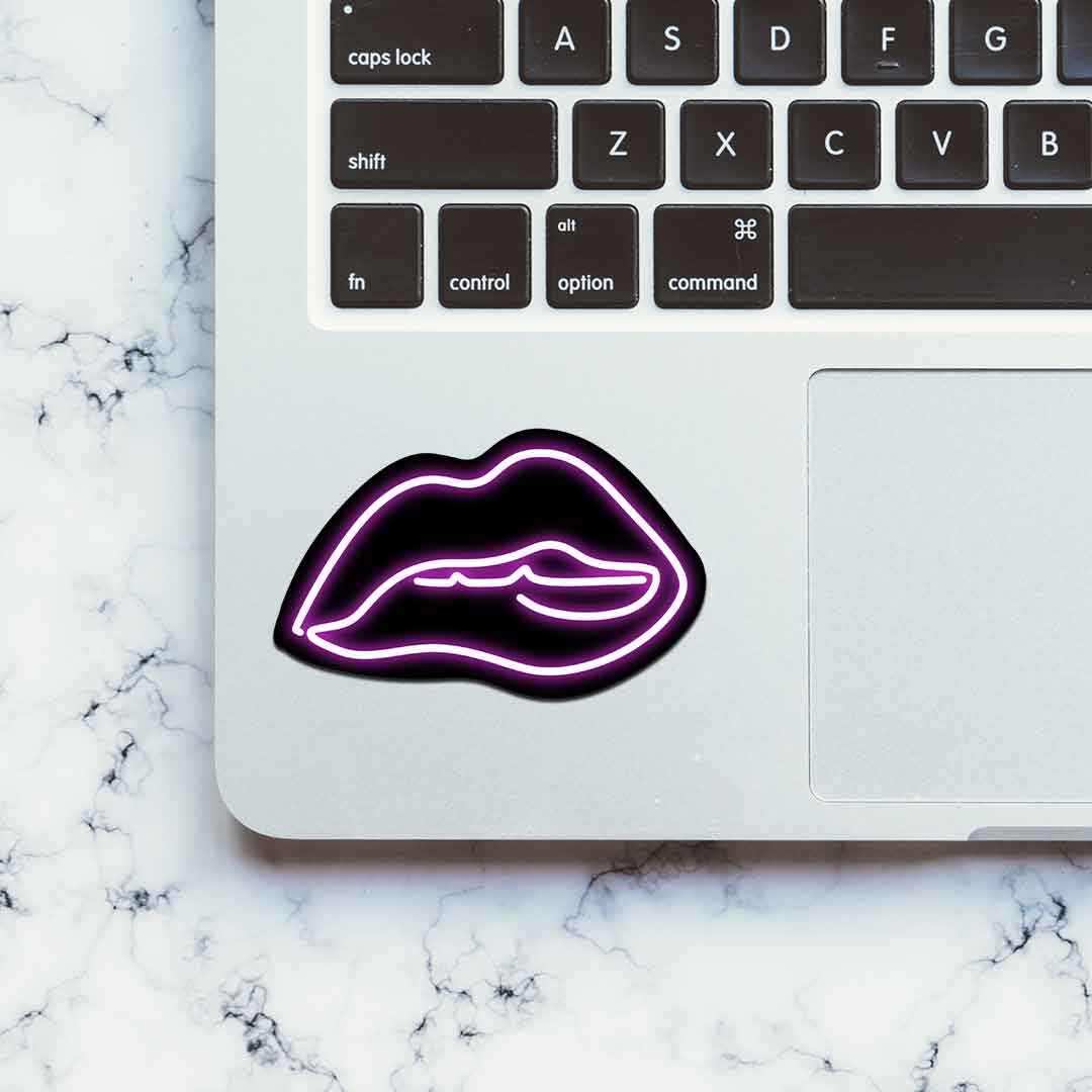 Neon Pink kiss Sticker waterproof vinyl decal for laptop, bike, car & bottle