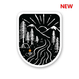 Night Camp Sticker waterproof vinyl decal for laptop, bike, car & bottle