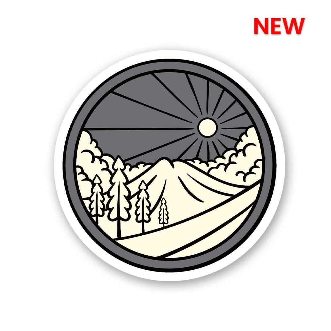 Night Mountain Sticker waterproof vinyl decal for laptop, bike, car & bottle