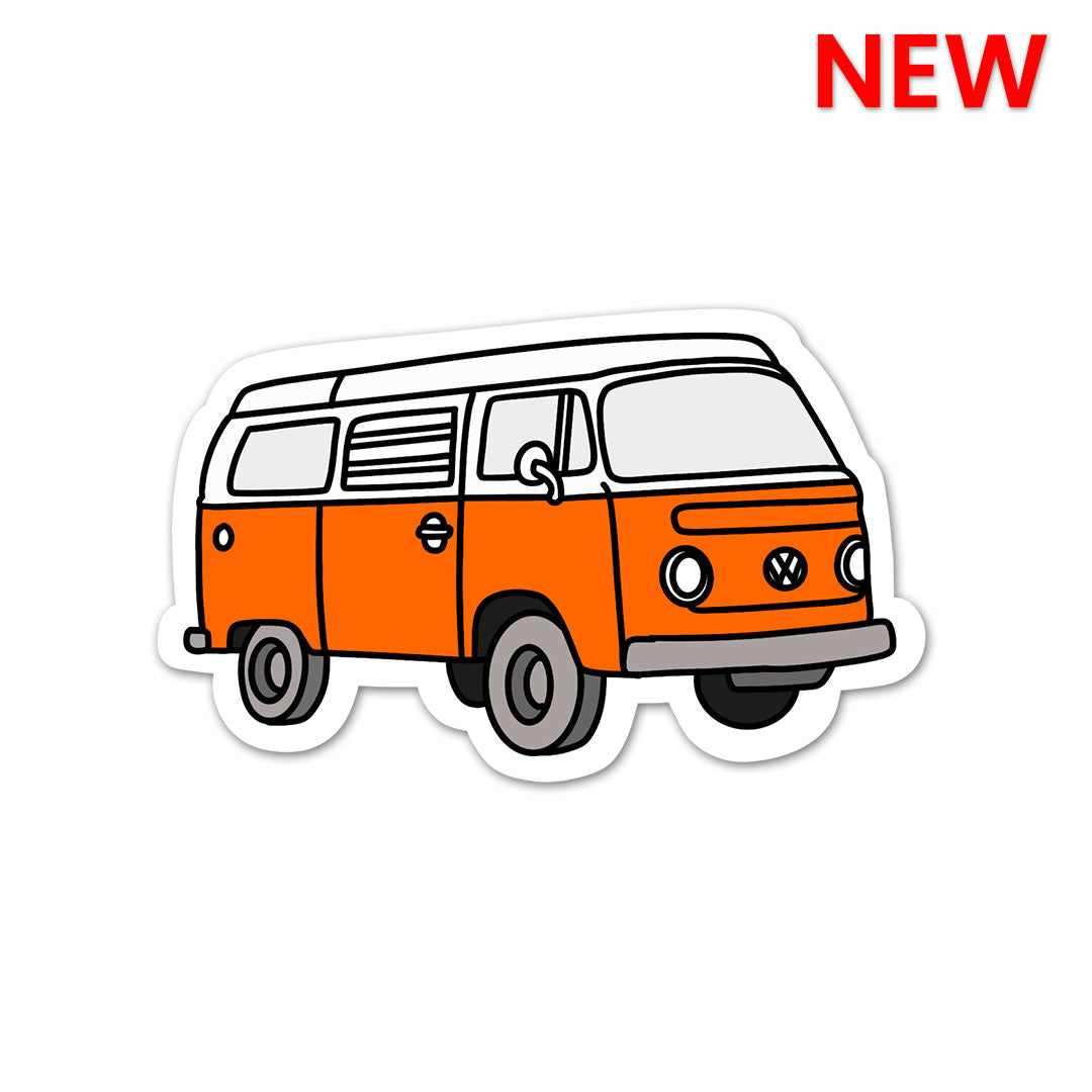 Orange Mini Bus Sticker waterproof vinyl decal for laptop, bike, car & bottle