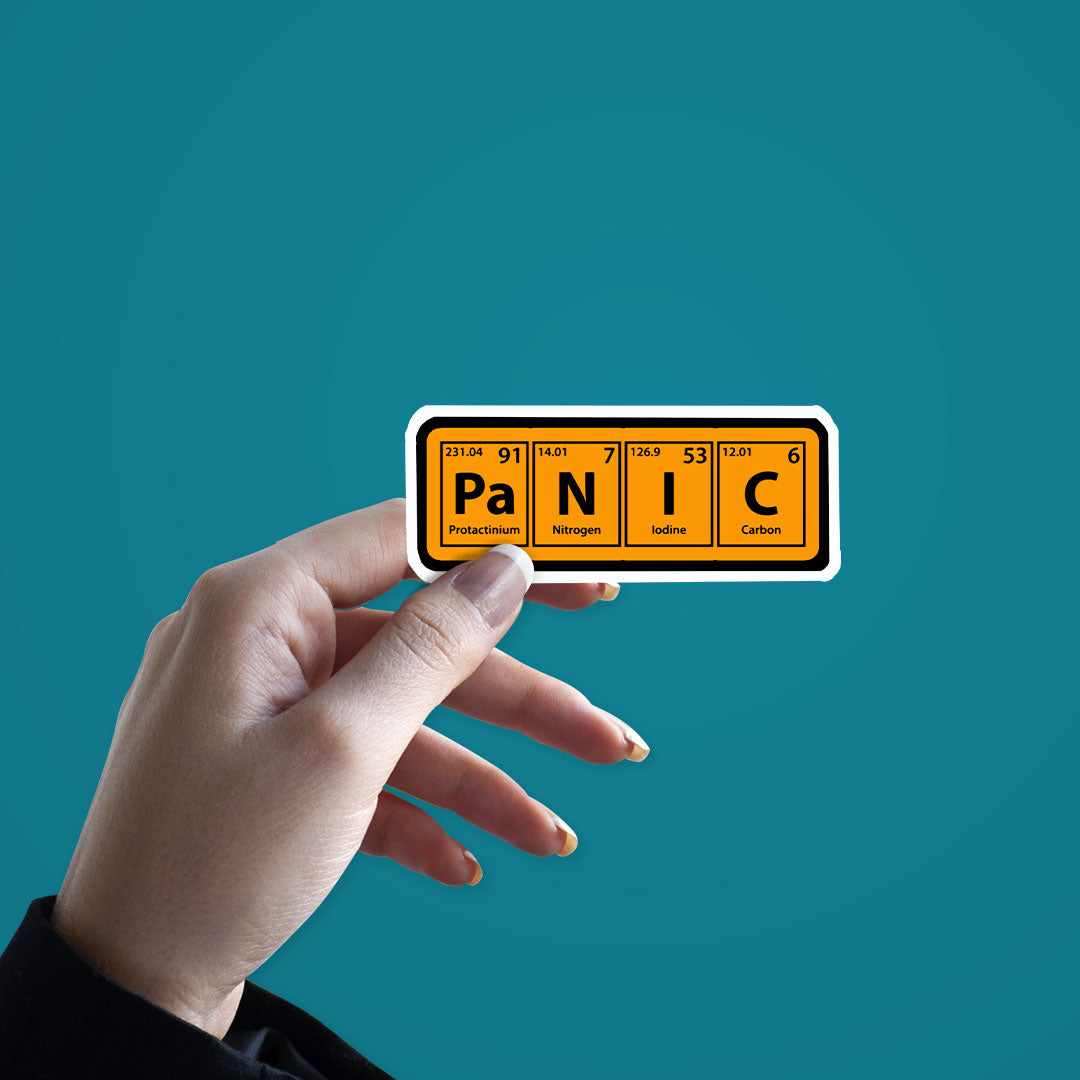 Pa N I C Sticker waterproof vinyl decal for laptop, bike, car & bottle